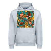 Heather Grey american football winner cup and helmet seamless pattern Urban Hoodie - BundleAndBundleShop