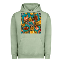 Pigment Oil Green american football winner cup and helmet seamless pattern Urban Hoodie - BundleAndBundleShop