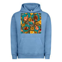 Pigment Pebble Blue american football winner cup and helmet seamless pattern Urban Hoodie - BundleAndBundleShop