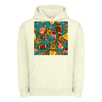 Pigment Pistachio american football winner cup and helmet seamless pattern Urban Hoodie - BundleAndBundleShop