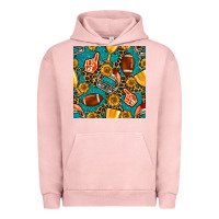 Pigment Salmon american football winner cup and helmet seamless pattern Urban Hoodie - BundleAndBundleShop
