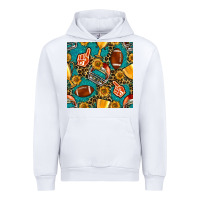 American Football Winner Cup And Helmet Seamless Pattern Urban Hoodie | Teevron