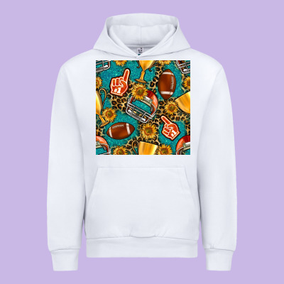 American Football Winner Cup And Helmet Seamless Pattern Urban Hoodie Designed By Bundleandbundleshop