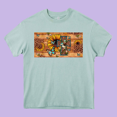 Leopard Cross Butterfly Sunflower Heavy Core Tee Designed By Jahusdesignshop