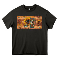 Asphalt leopard cross butterfly sunflower Heavy Core Tee - JahusDesignShop