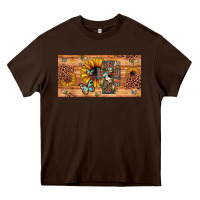 Chocolate Brown leopard cross butterfly sunflower Heavy Core Tee - JahusDesignShop