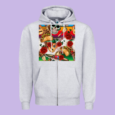 Mexican  Seamless Pattern Zipper Hoodie Designed By Texasbilliewilder