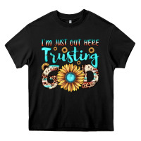Black i'm just out here trusting god Heavy Core Tee - JahusDesignShop