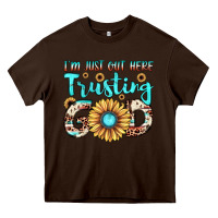Chocolate Brown i'm just out here trusting god Heavy Core Tee - JahusDesignShop