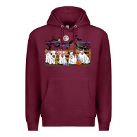 Burgundy halloween pigs Premium Hoodie - CowGirlArtShop