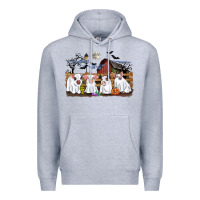 Heather Grey halloween pigs Premium Hoodie - CowGirlArtShop