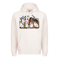 Pale Pink halloween pigs Premium Hoodie - CowGirlArtShop