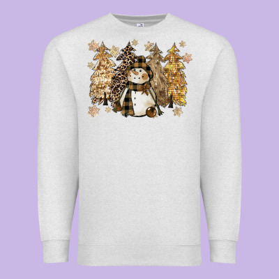 Snowman With Christmas Trees 11inches Premium Sweatshirt Designed By Cowgirlartshop