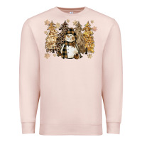 Pale Pink snowman with christmas trees 11inches Premium Sweatshirt - CowGirlArtShop