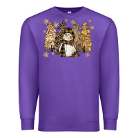 Purple snowman with christmas trees 11inches Premium Sweatshirt - CowGirlArtShop
