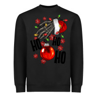 Black Ho ho ho skeleton Heavyweight Sweatshirt - NancyCooperArtShop