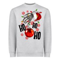 Heather Grey Ho ho ho skeleton Heavyweight Sweatshirt - NancyCooperArtShop