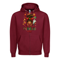 Burgundy Santa's Favorite Medicaid Analyst Afro Messy Bun Zipper Hoodie - texasbilliewilder