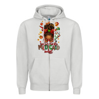 Dove Grey Santa's Favorite Medicaid Analyst Afro Messy Bun Zipper Hoodie - texasbilliewilder