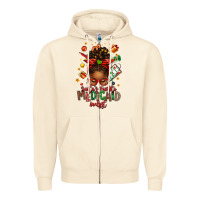 Sandshell Santa's Favorite Medicaid Analyst Afro Messy Bun Zipper Hoodie - texasbilliewilder