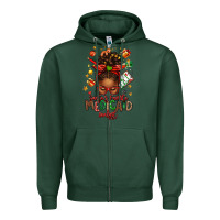 Sports Green Santa's Favorite Medicaid Analyst Afro Messy Bun Zipper Hoodie - texasbilliewilder