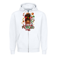White Santa's Favorite Medicaid Analyst Afro Messy Bun Zipper Hoodie - texasbilliewilder