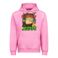 Fuchsia Pink happy birthday jesus Urban Hoodie - FaDigitalArtStudio