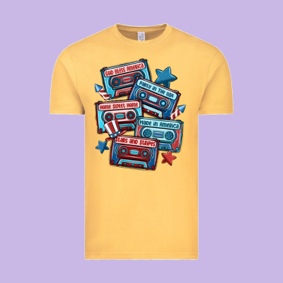 Usa America Cassette Tapes Vintage Tee Designed By Maliassmallbusiness
