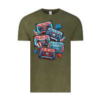 Vintage Olive usa america cassette tapes Vintage Tee - MaliasSmallBusiness