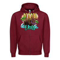 Burgundy Mama bear summer Zipper Hoodie - NancyCooperArtShop