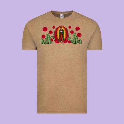 Lady Of Guadalupe Cactus Rose Vintage Tee Designed By Jahusdesignshop