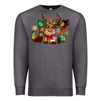 Charcoal Heather reindeer joy christmas Premium Sweatshirt - CowGirlArtShop