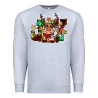 Heather Grey reindeer joy christmas Premium Sweatshirt - CowGirlArtShop