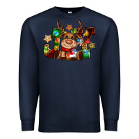 Navy reindeer joy christmas Premium Sweatshirt - CowGirlArtShop