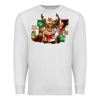 Oatmeal Heather reindeer joy christmas Premium Sweatshirt - CowGirlArtShop