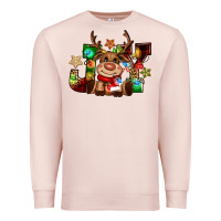 Pale Pink reindeer joy christmas Premium Sweatshirt - CowGirlArtShop