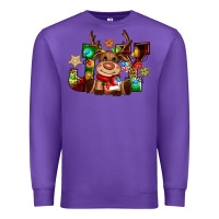 Purple reindeer joy christmas Premium Sweatshirt - CowGirlArtShop