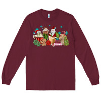 Burgundy santa coffee Long Sleeve Tee - MaliasSmallBusiness