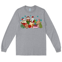 Heather Grey santa coffee Long Sleeve Tee - MaliasSmallBusiness