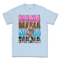 Dusty Blue mama skeleton peace leopard pattern Classic Tee - NancyCooperArtShop