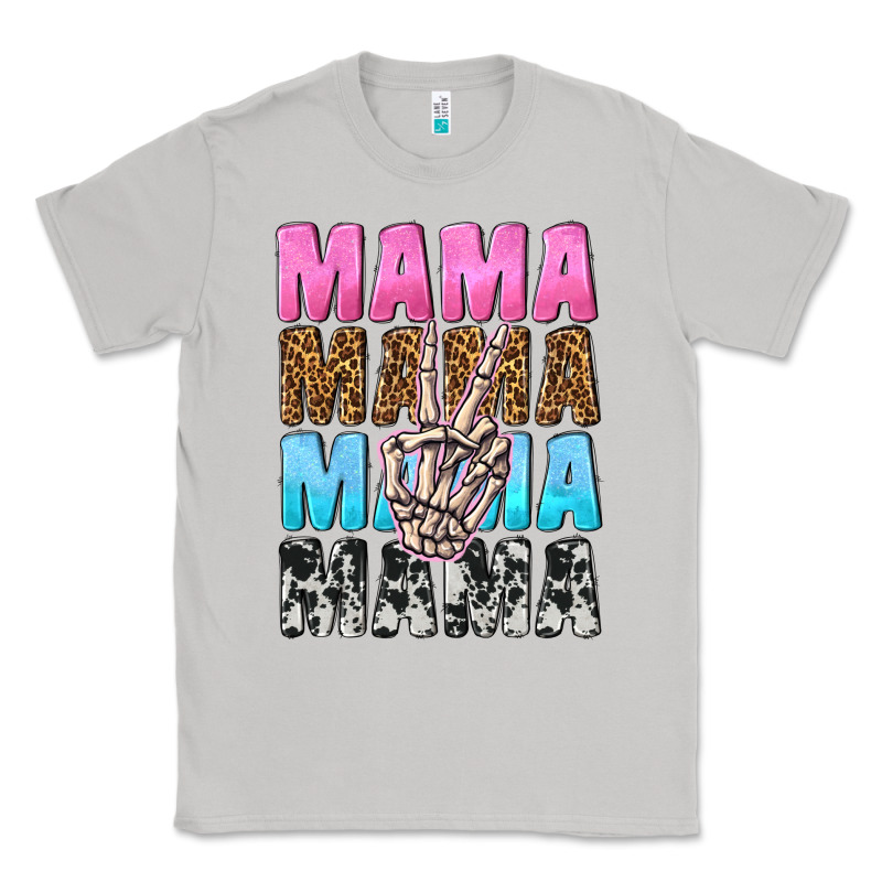 Mama Skeleton Peace Leopard Pattern Classic Tee by NancyCooperArtShop | Teevron