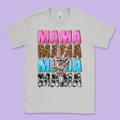 Mama Skeleton Peace Leopard Pattern Classic Tee Designed By Nancycooperartshop