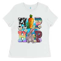 White hip hop easter rabbit Ladies Tee - AdoDesignShop