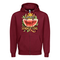 Burgundy sweet summer time watermelon Zipper Hoodie - NancyCooperArtShop