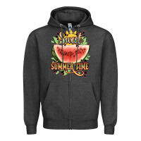 Charcoal Heather sweet summer time watermelon Zipper Hoodie - NancyCooperArtShop