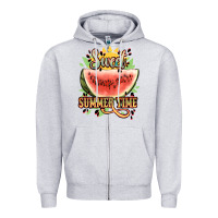 Heather Grey sweet summer time watermelon Zipper Hoodie - NancyCooperArtShop