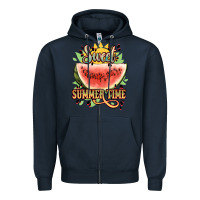Navy sweet summer time watermelon Zipper Hoodie - NancyCooperArtShop