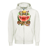 Oatmeal Heather sweet summer time watermelon Zipper Hoodie - NancyCooperArtShop