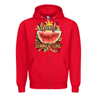 Red sweet summer time watermelon Zipper Hoodie - NancyCooperArtShop