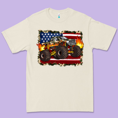 American Flag Monster Truck Premium Tee Designed By Artiststas